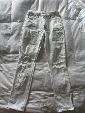 Abercrombie & Fitch White Distressed Skinny Jeans